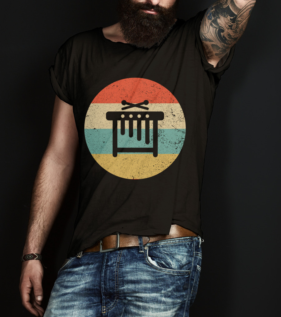 Vintage Retro Marimba Xylophone Circle Stripes T-Shirt
