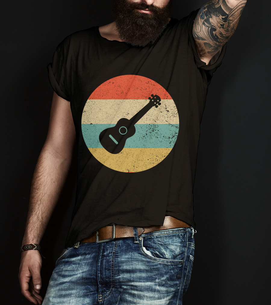 Vintage Retro Striped Ukulele T-Shirt