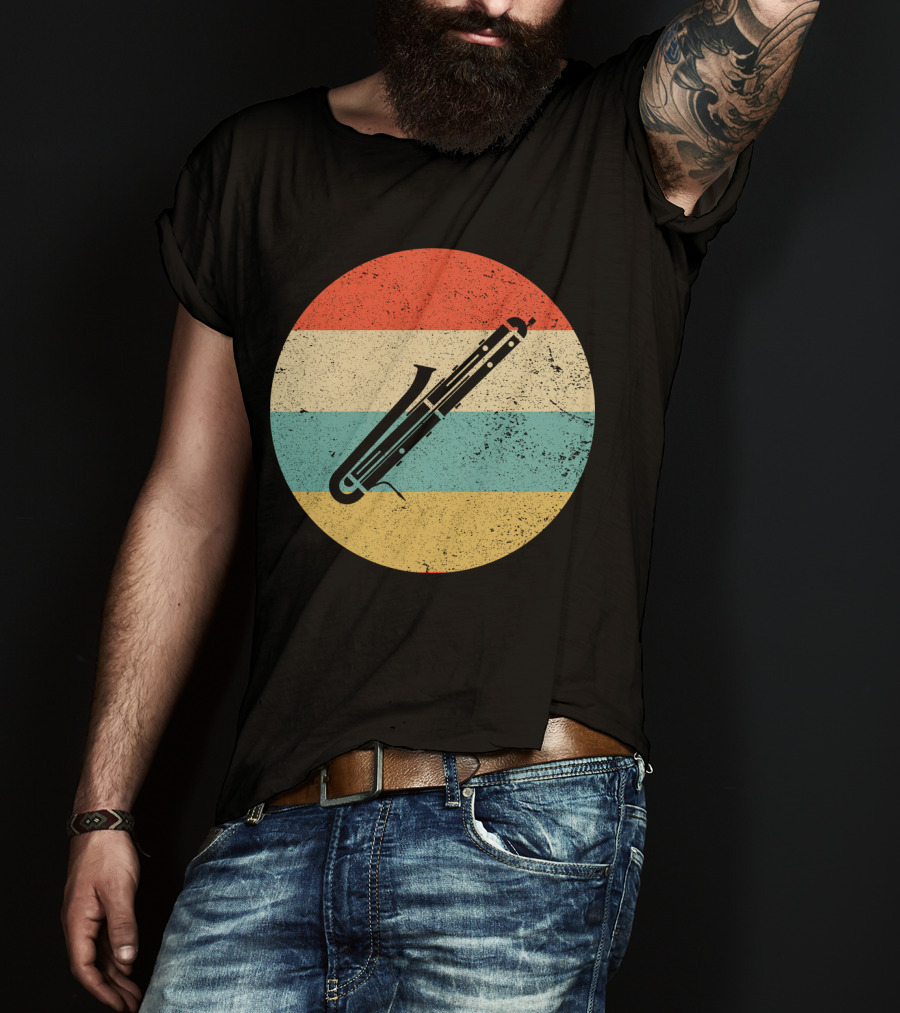 Vintage Retro Bassoon Circle Stripes T-Shirt