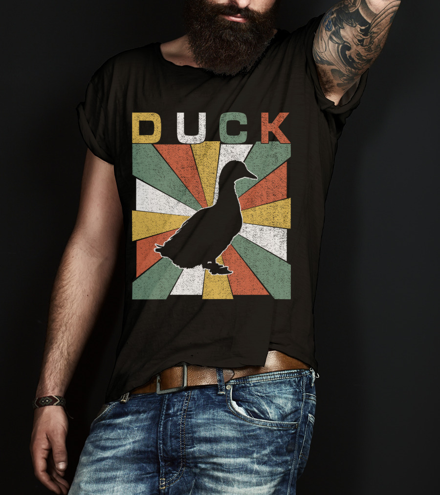 Duck Retro 70s Vintage Silhouette Sunburst T-Shirt