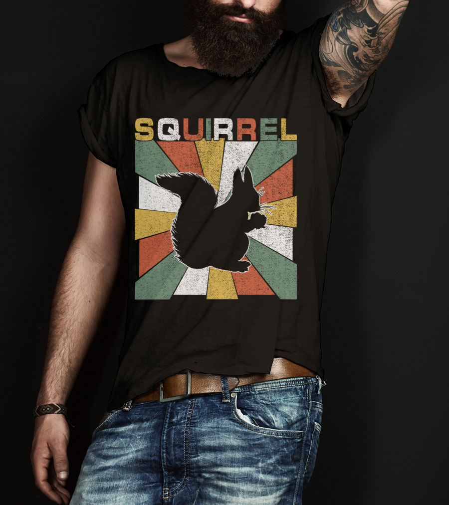 Squirrel Retro 70s Silhouette Vintage Colors T-Shirt