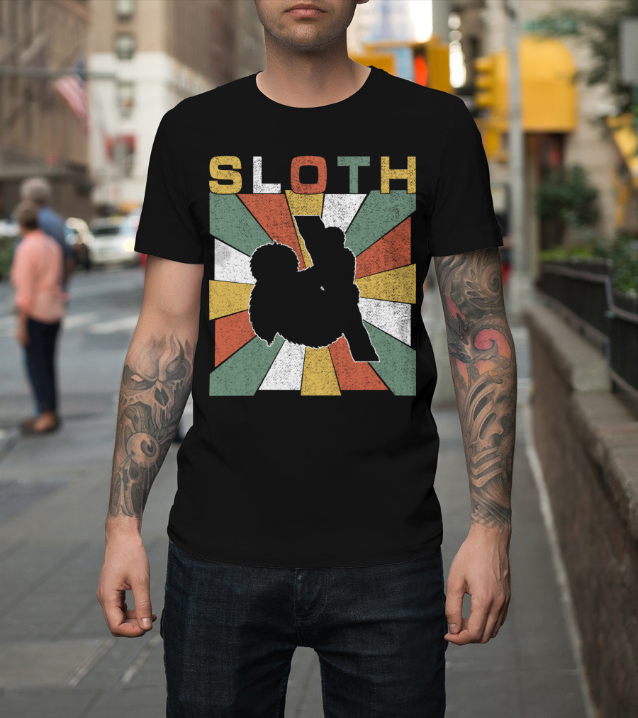 Sloth Retro 70s Vintage Colorful T-Shirt