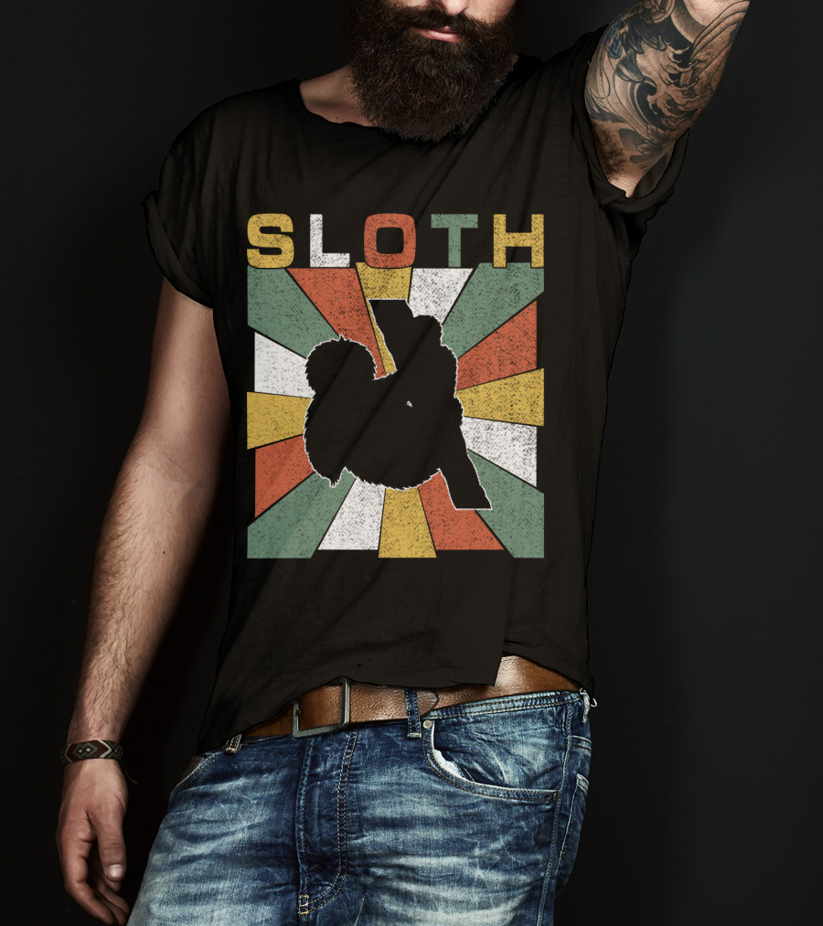 Sloth Retro 70s Vintage Colorful T-Shirt