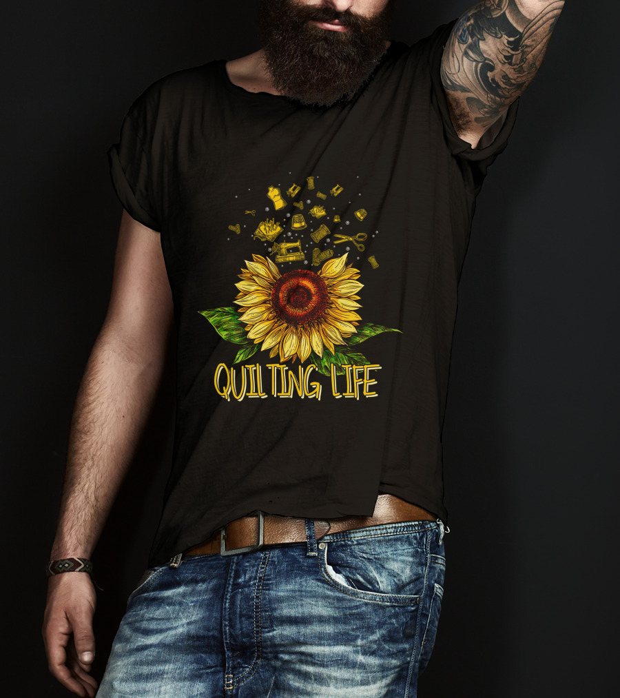 Quilting Life Sunflower With Sewing Tools T-Shirt