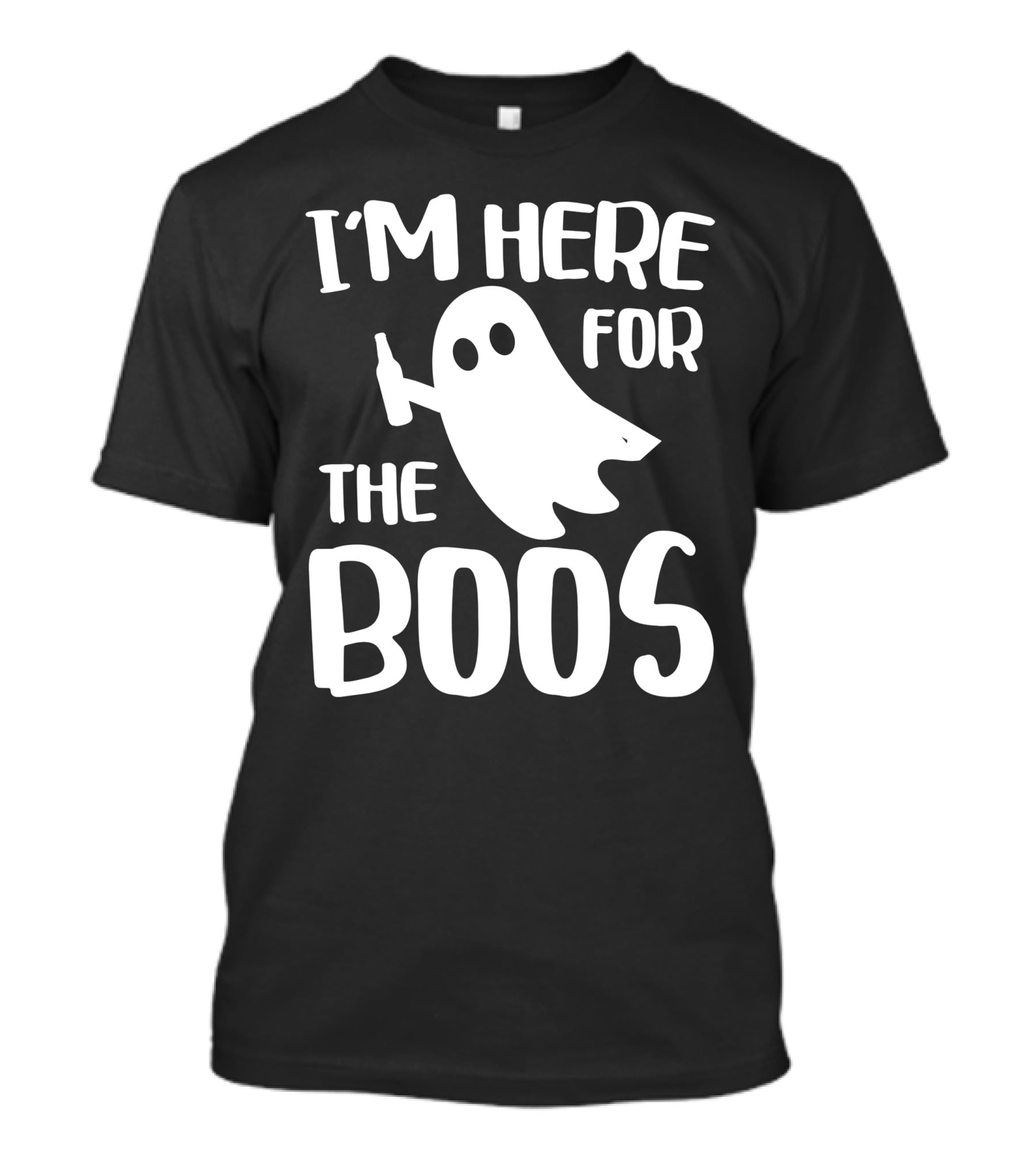 I'm Here For The Boos Halloween Ghost Holding Bottle T-Shirt