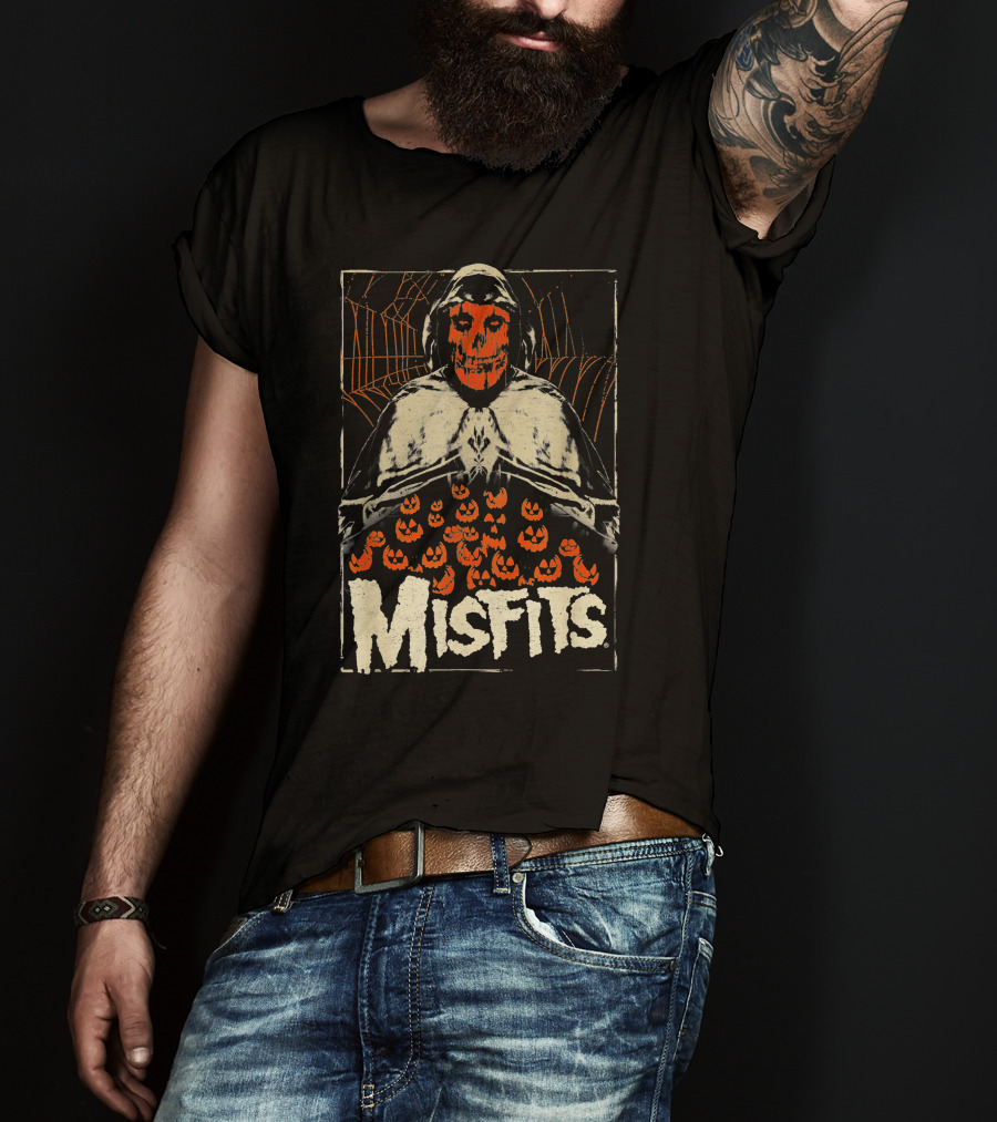 Misfits Halloween Skeleton With Jack O' Lanterns T-Shirt