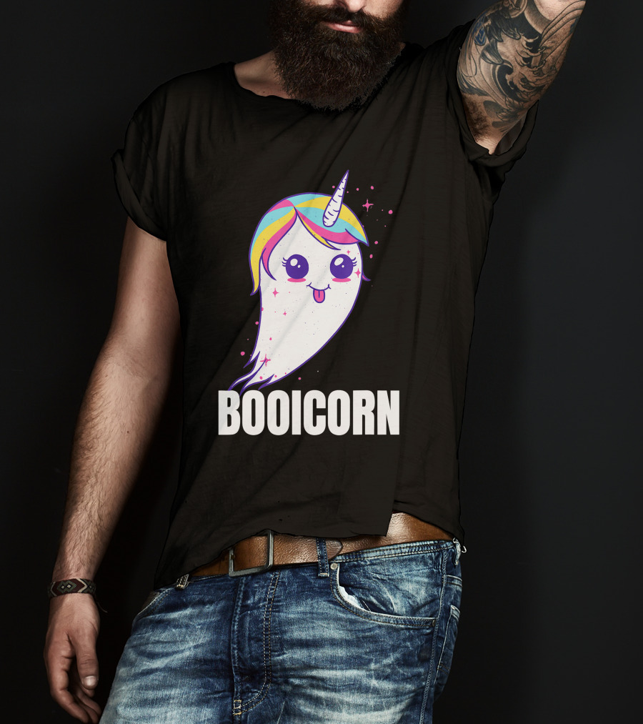 Booicorn Cute Ghost Unicorn Girls Clothes T-Shirt