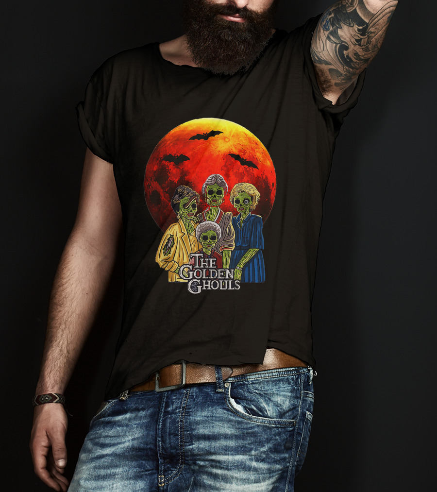 The Golden Ghouls Vintage Moon Halloween T-Shirt