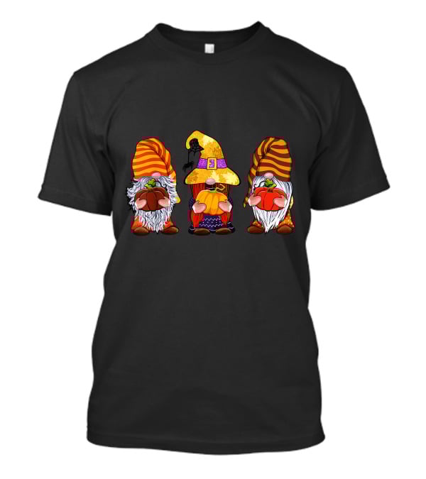 Cute Halloween Gnomes Autumn Pumpkins Cozy Fall Holiday T-Shirt