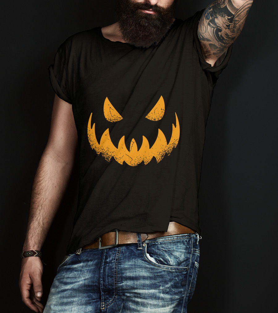 Halloween Pumpkin Scary Smiling Jack-O'-Lantern Face T-Shirt
