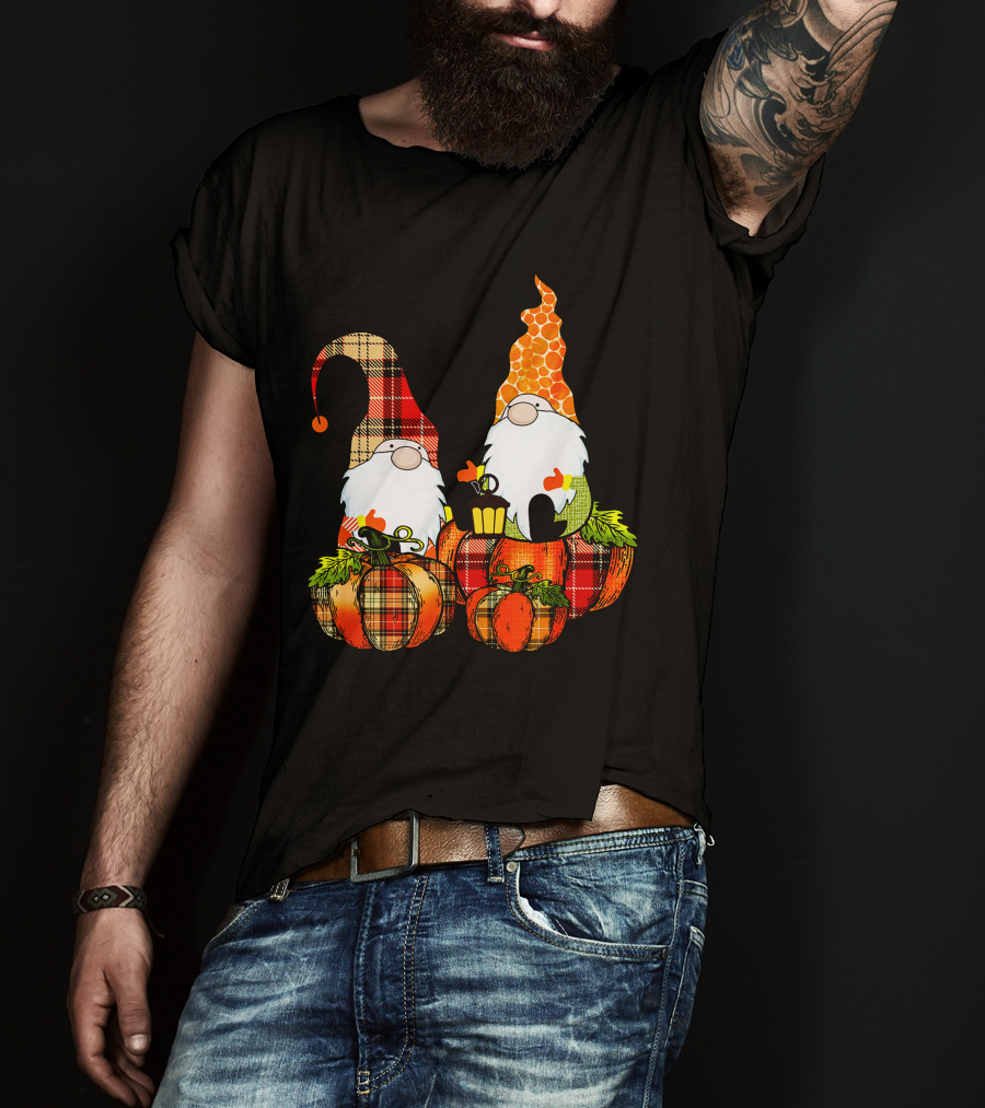 Cute Gnomes Halloween Funny Pumpkin Costume T-Shirt
