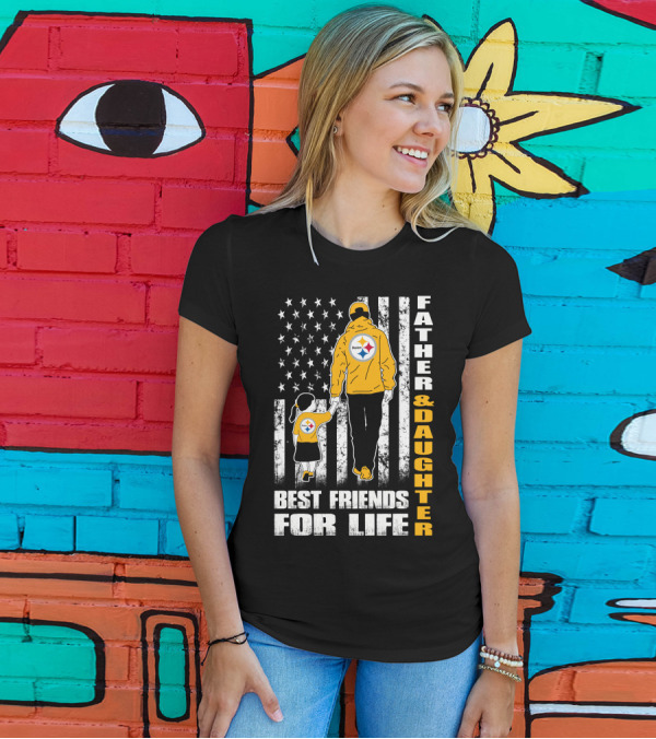 Father And Daughter Best Friends For Life Steelers Fan Flag T-Shirt