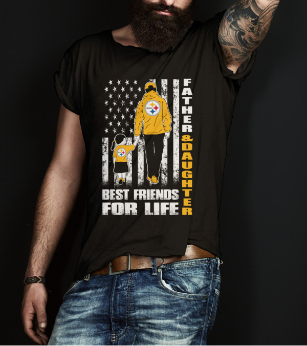 Father And Daughter Best Friends For Life Steelers Fan Flag T-Shirt