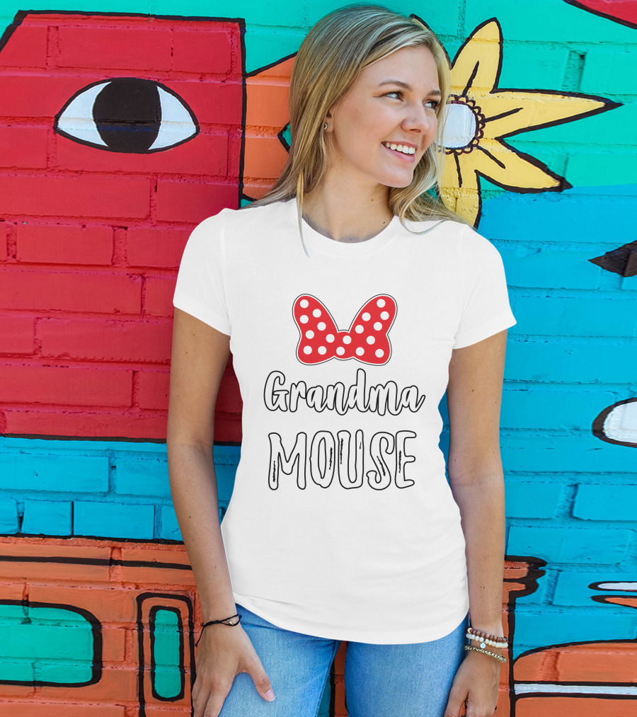 Grandma Mouse Bow Dots T-Shirt