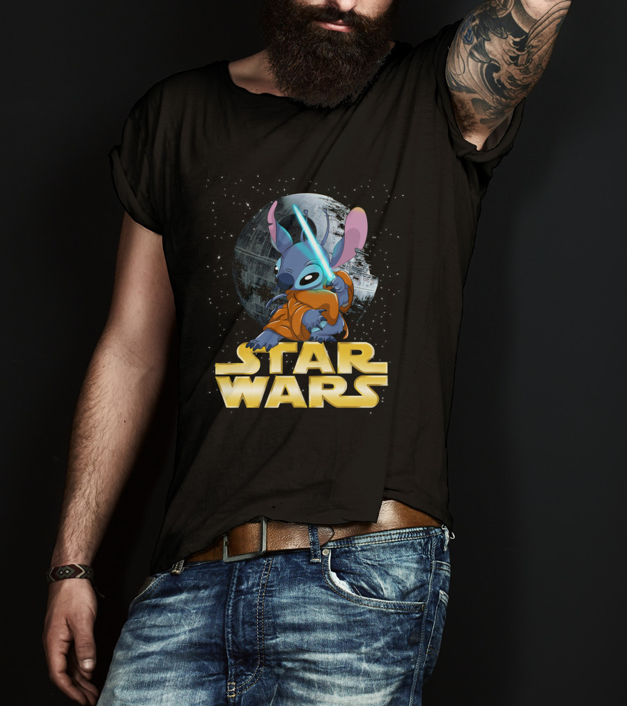 Stitch Star Wars Crossover Jedi Lightsaber Death Star T-Shirt
