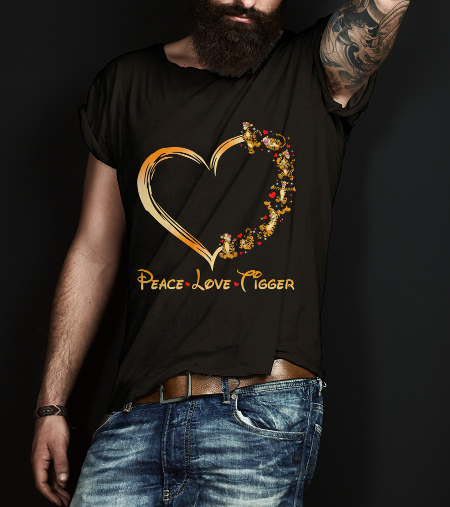 Peace Love Tigger Heart With Tigger And Hearts T-Shirt