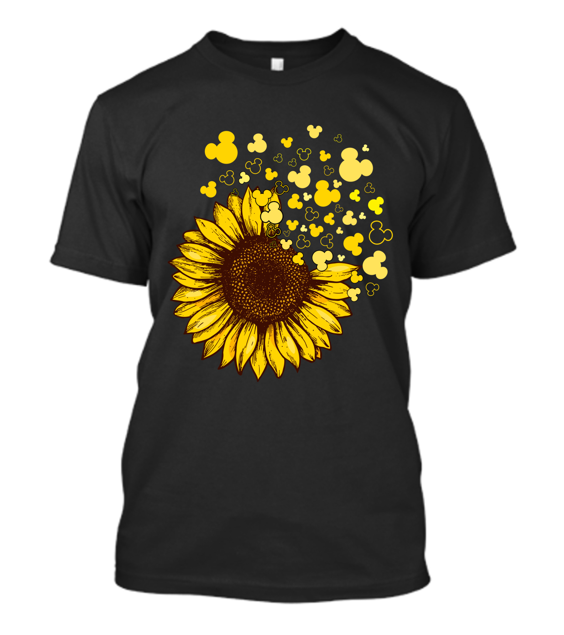 Sunflower With Mickey Mouse Icon Yellow Accents T-Shirt