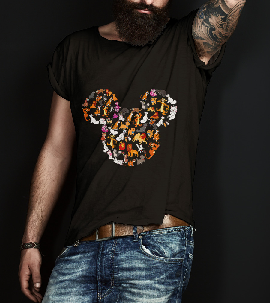 Disney Cats And Lions In Mickey Shape T-Shirt