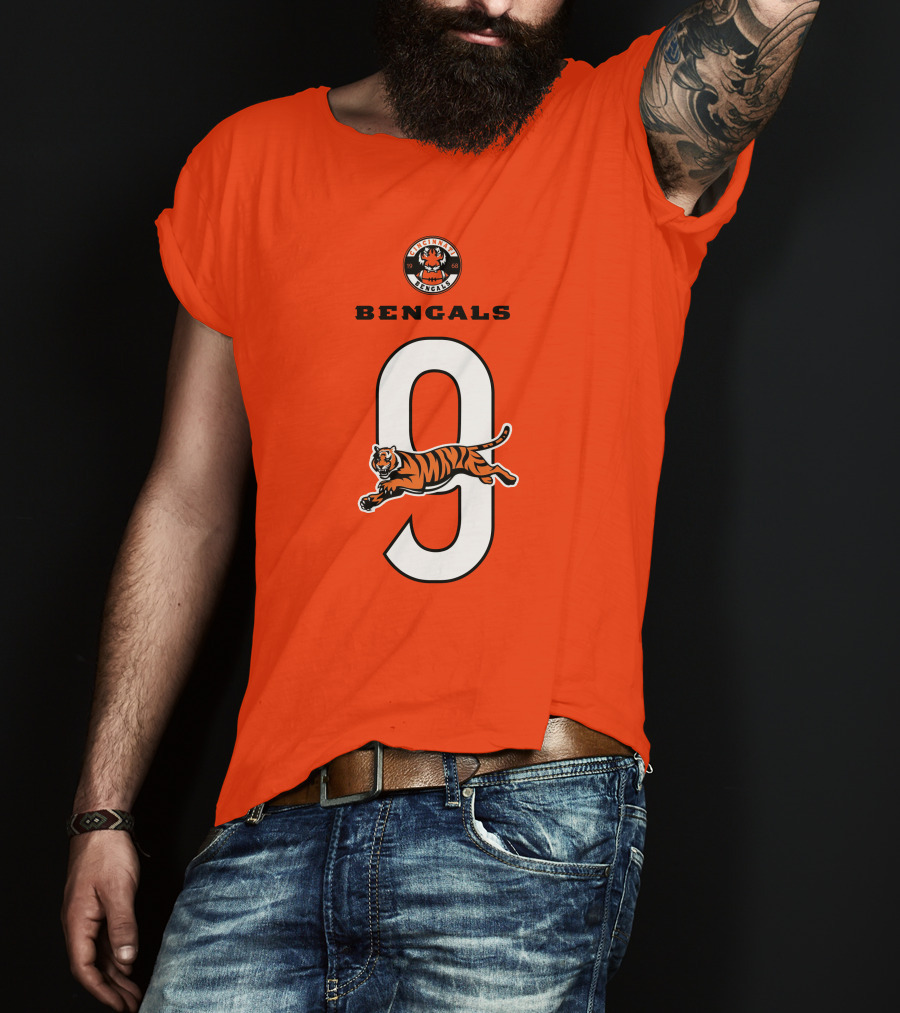 Joe Burrow Cincinnati Bengals Tiger Number 9 T-Shirt