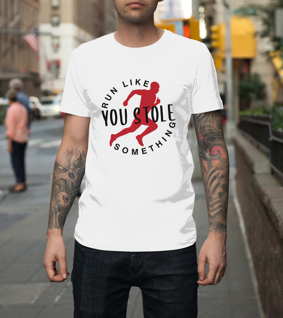 RUN LIKE YOU STOLE SOMETHING TRAIL RUNNING SILHOUETTE RED RUNNER T-Shirt