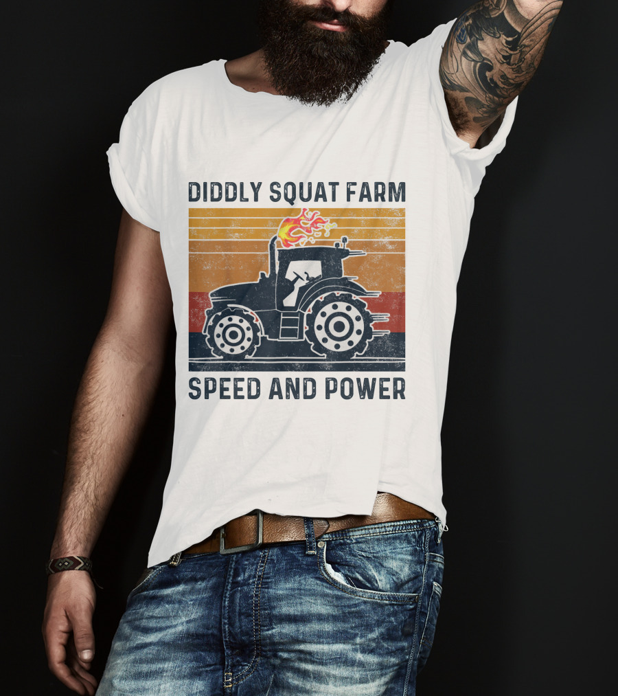 Diddly Squat Farm Tractor Speed And Power With Fire Elements T-Shirt