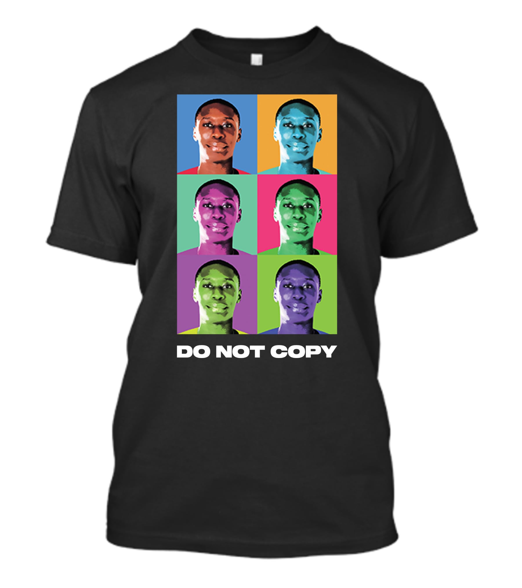 Khaby Lame Pop Art Style Do Not Copy Multi-Color Portraits T-Shirt