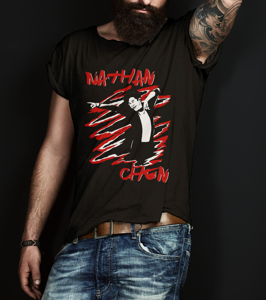 Nathan Chen Dynamic Pose Red And Black T-Shirt