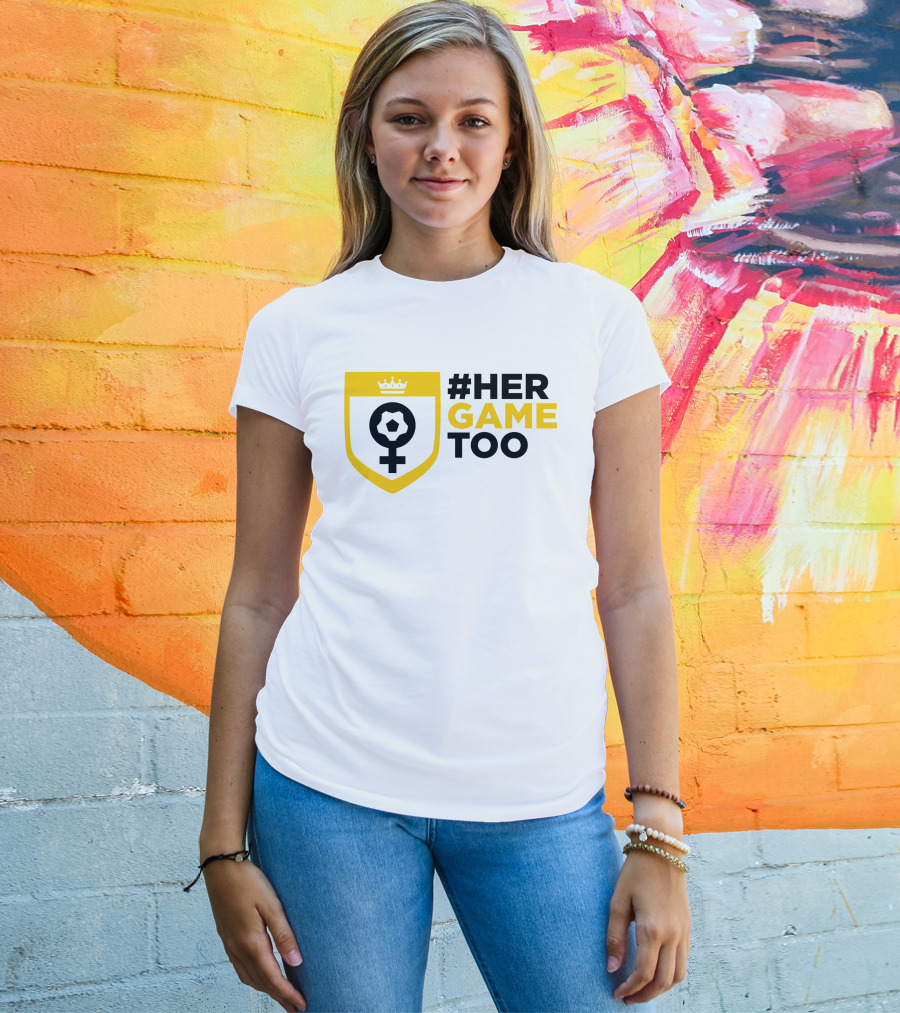 Her Game Too Soccer Symbol Empowerment T-Shirt