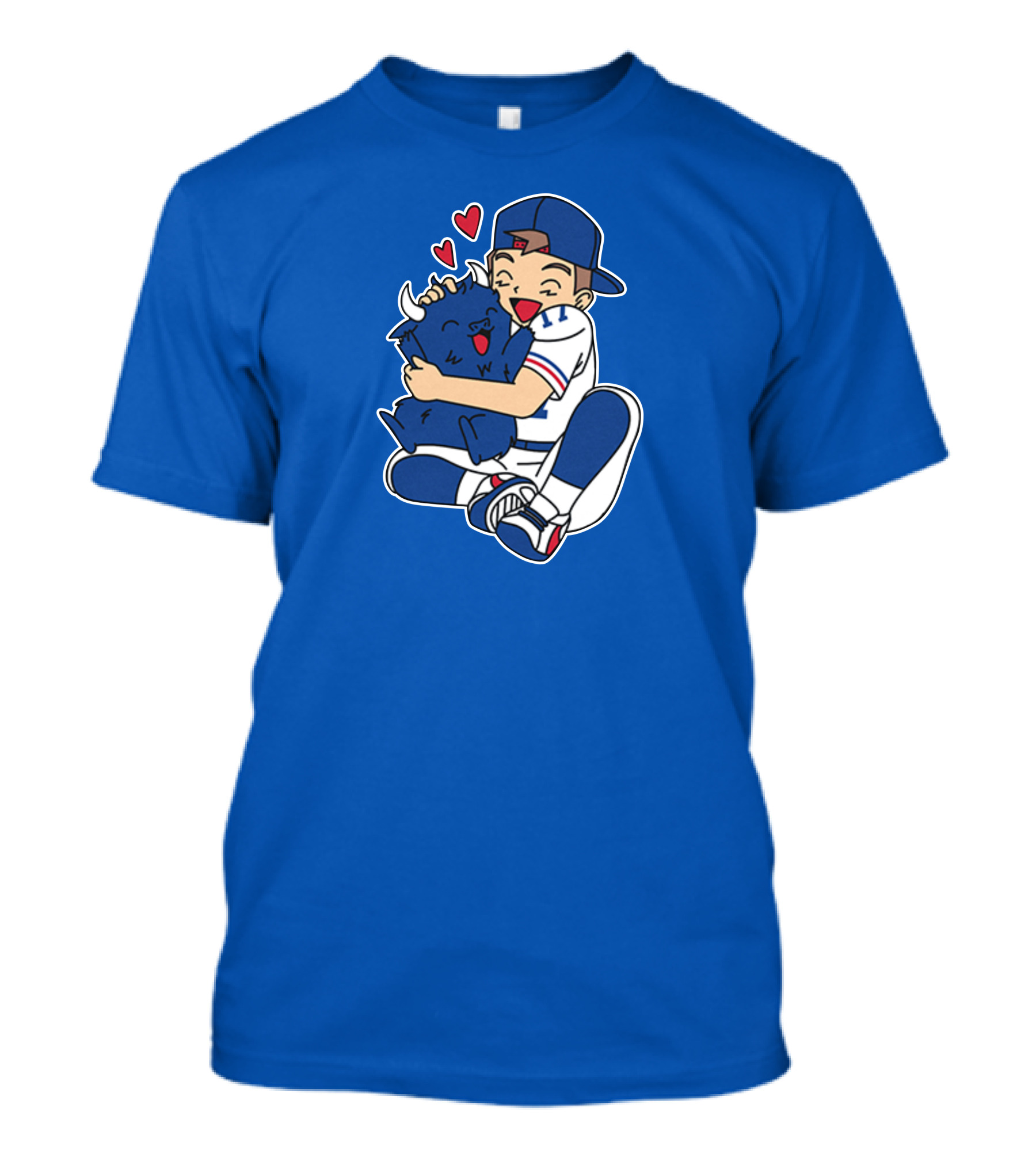 Gotta Throw 'Em All Cute Buffalo Hugging Sports Fan With Hearts T-Shirt