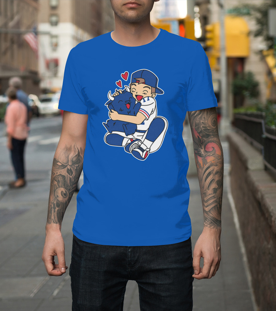 Gotta Throw 'Em All Cute Buffalo Hugging Sports Fan With Hearts T-Shirt