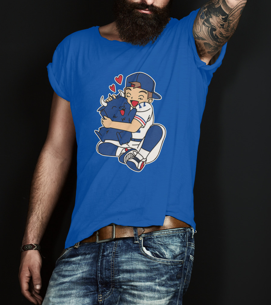 Gotta Throw 'Em All Cute Buffalo Hugging Sports Fan With Hearts T-Shirt