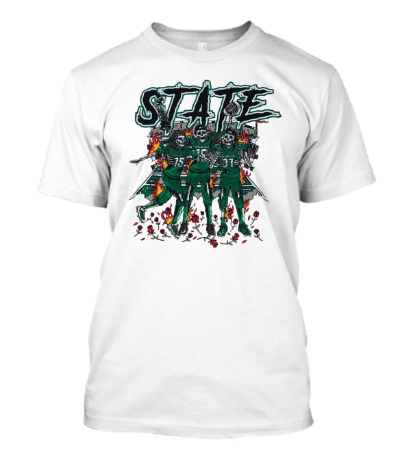 Sana Detroit Michigan State Football Skeletons In Flames T-Shirt