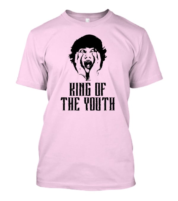 Baylen Levine Merch Store King Of The Youth Pink Graphic Featuring Shouting Face T-Shirt