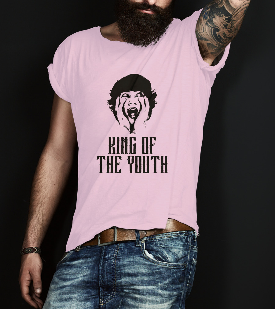 Baylen Levine Merch Store King Of The Youth Pink Graphic Featuring Shouting Face T-Shirt