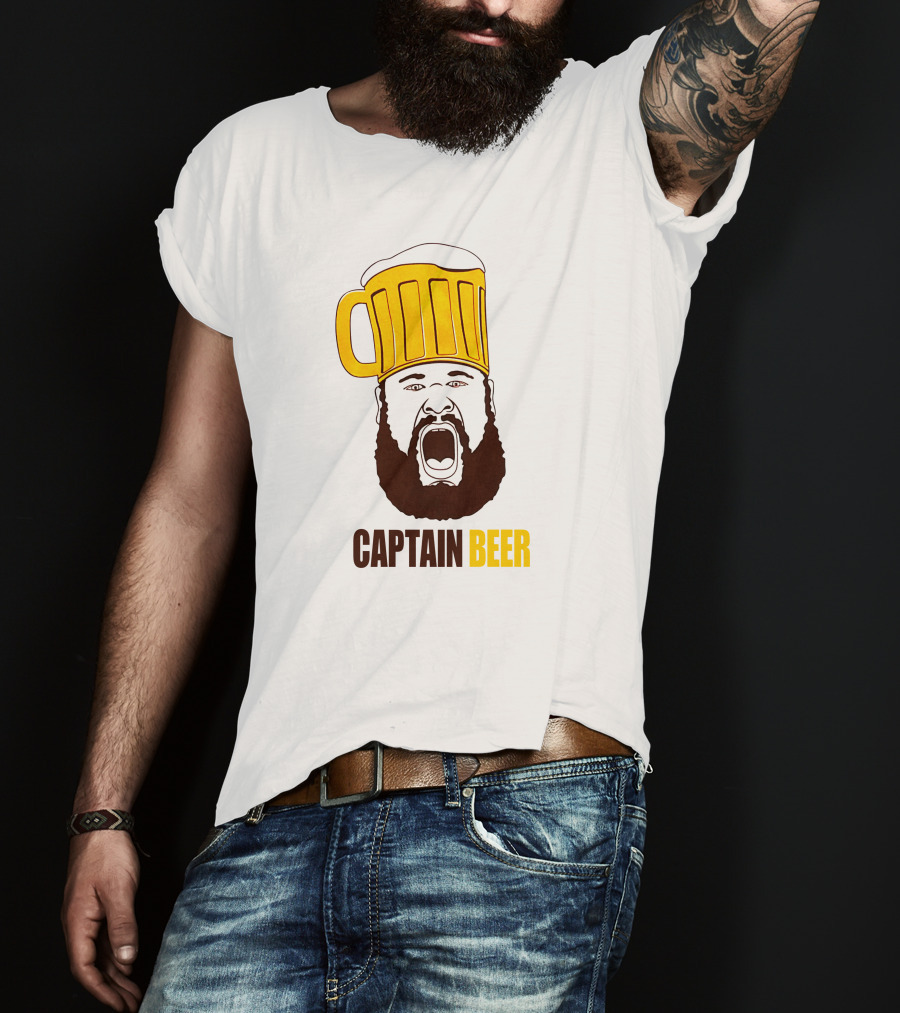 Dominic Grecco Captain Beer Mug Head Shouting Bearded Face T-Shirt