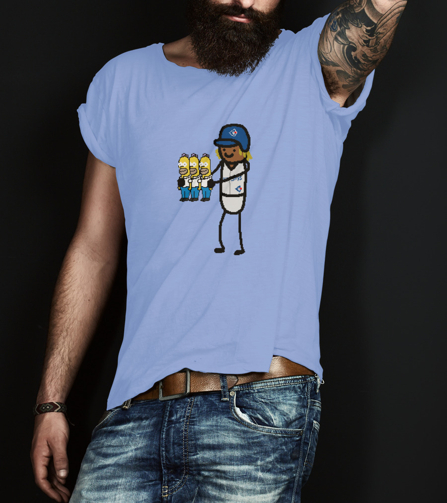 Toronto Blue Jays Vladimir Guerrero Jr. Holding Cartoon Characters And Three Homers T-Shirt