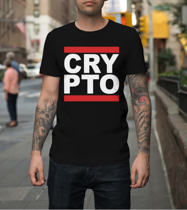 Shirt: CRYPTO Bold Text Red Accents T-Shirt CRYPTO Bold Text Red Accents T-Shirt