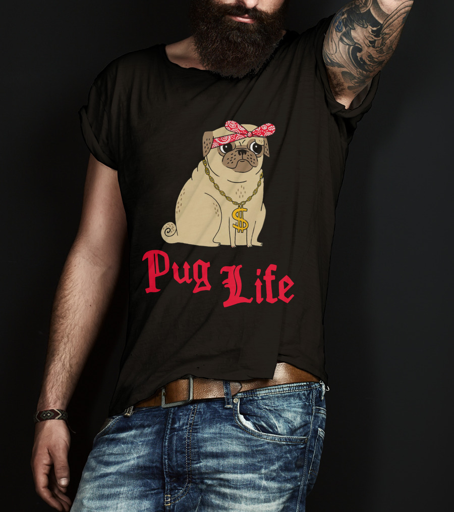Gemma Correll Pug Life Dollar Sign Chain Bandana T-Shirt