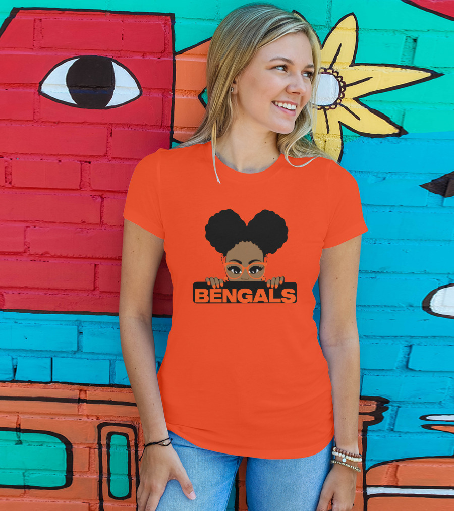 Rare Tagz Merch Bengals Girls Bengals Fanatic Afro T-Shirt