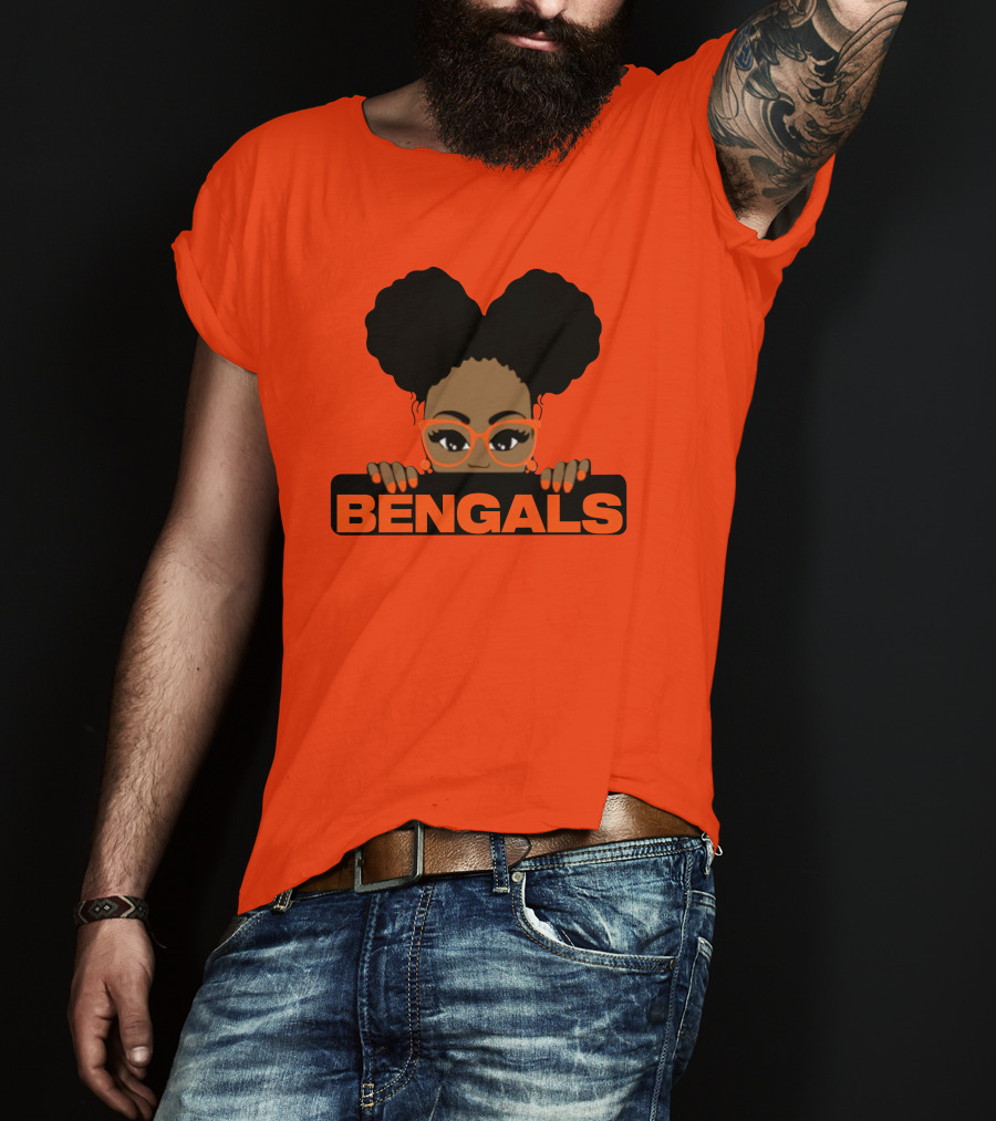 Rare Tagz Merch Bengals Girls Bengals Fanatic Afro T-Shirt