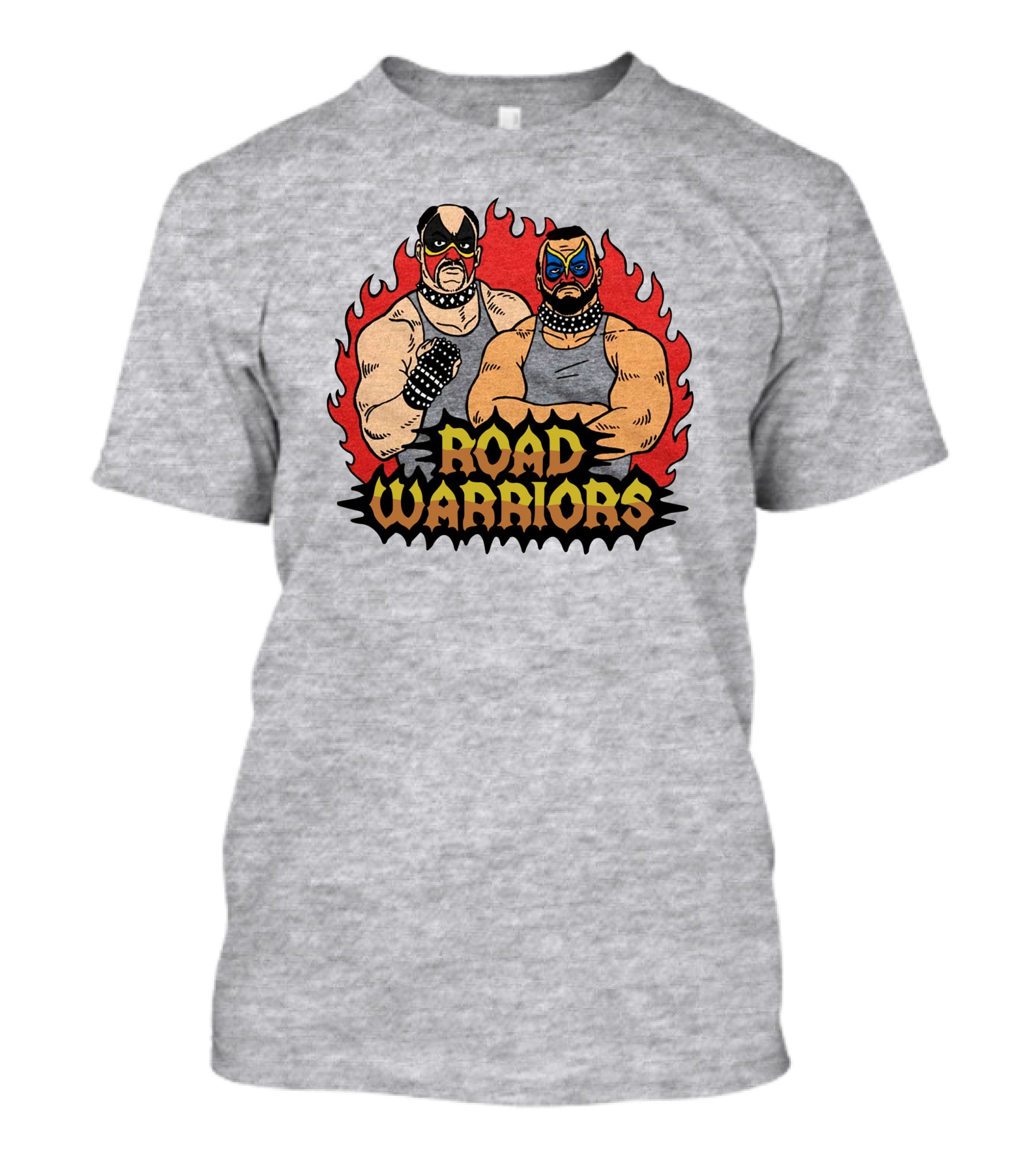 Road Warriors Homage Merch Wrestlers In Flame Background T-Shirt