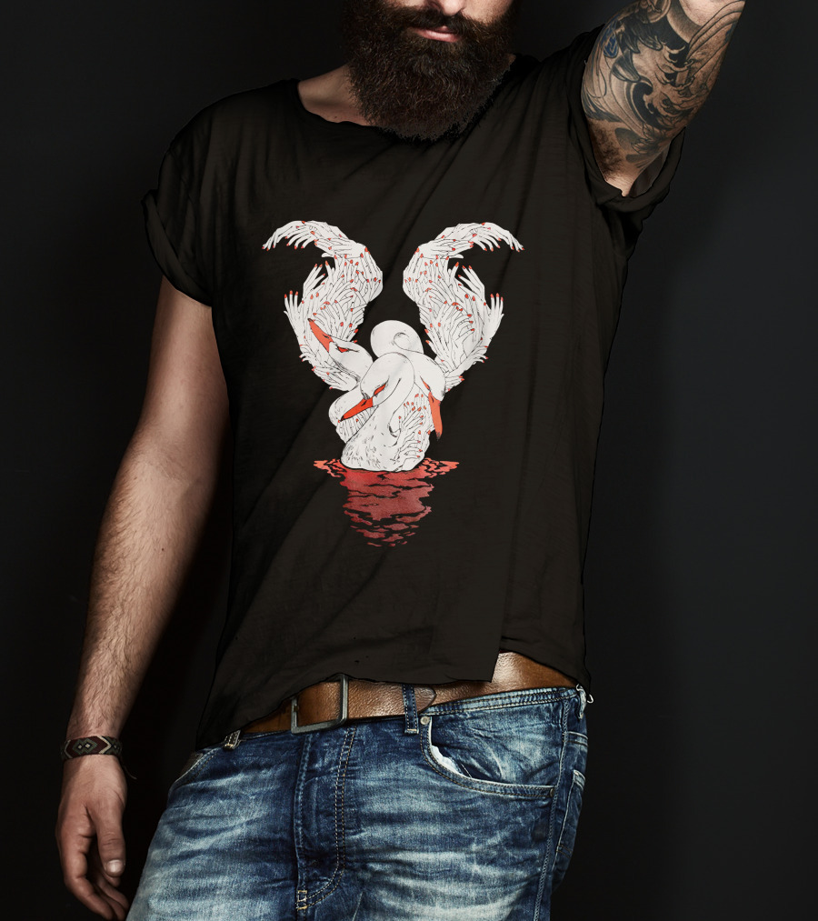 39Daph Swan Illustration White T-Shirt
