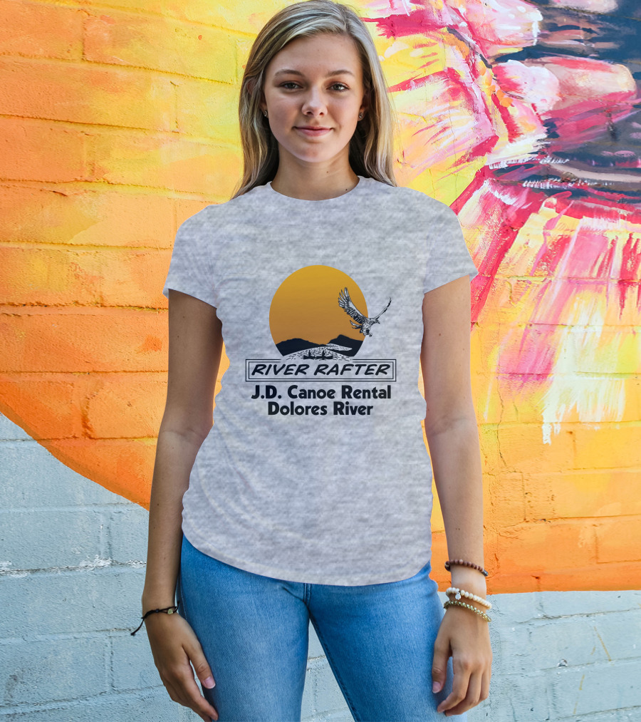 River Rafter J.D. Canoe Rental Dolores River Eagle Sunset T-Shirt