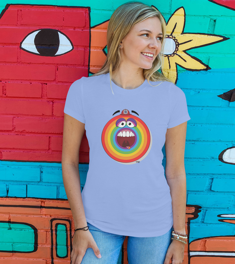 Firefighter Rainbow Face With Comic Mouth By Ernest Doty T-Shirt