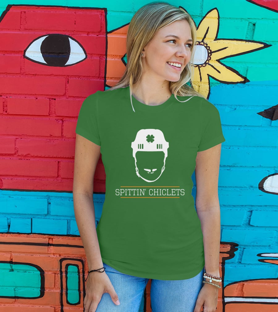 Spittin Chiclets Hockey Helmet Clover Green T-Shirt
