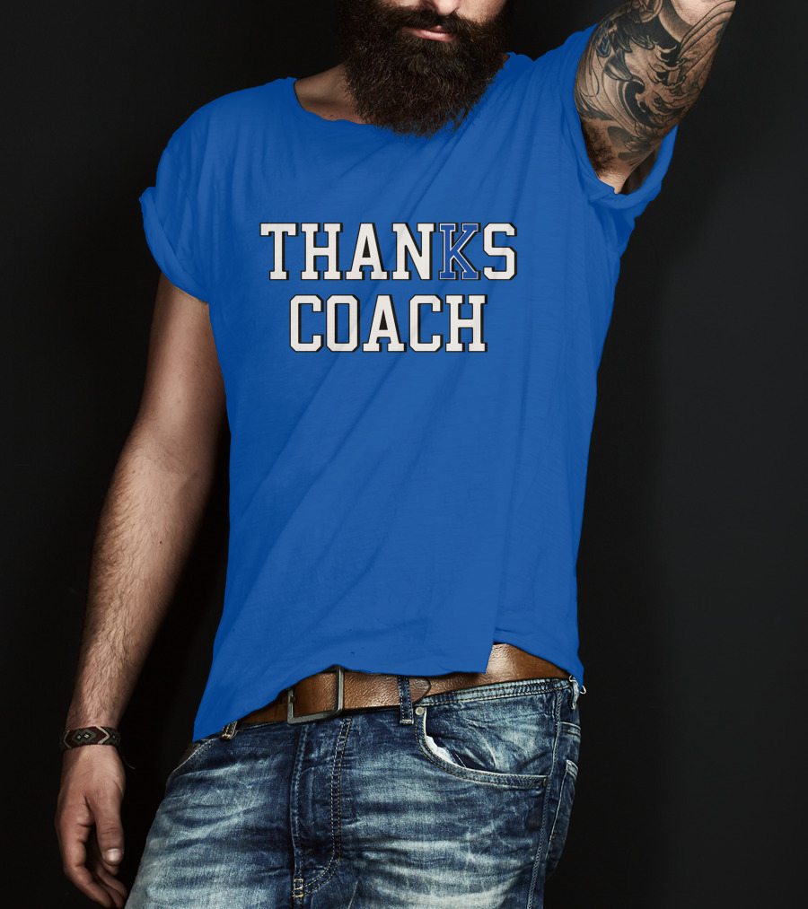 Thanks Coach Basketball Appreciation Blue Text T-Shirt