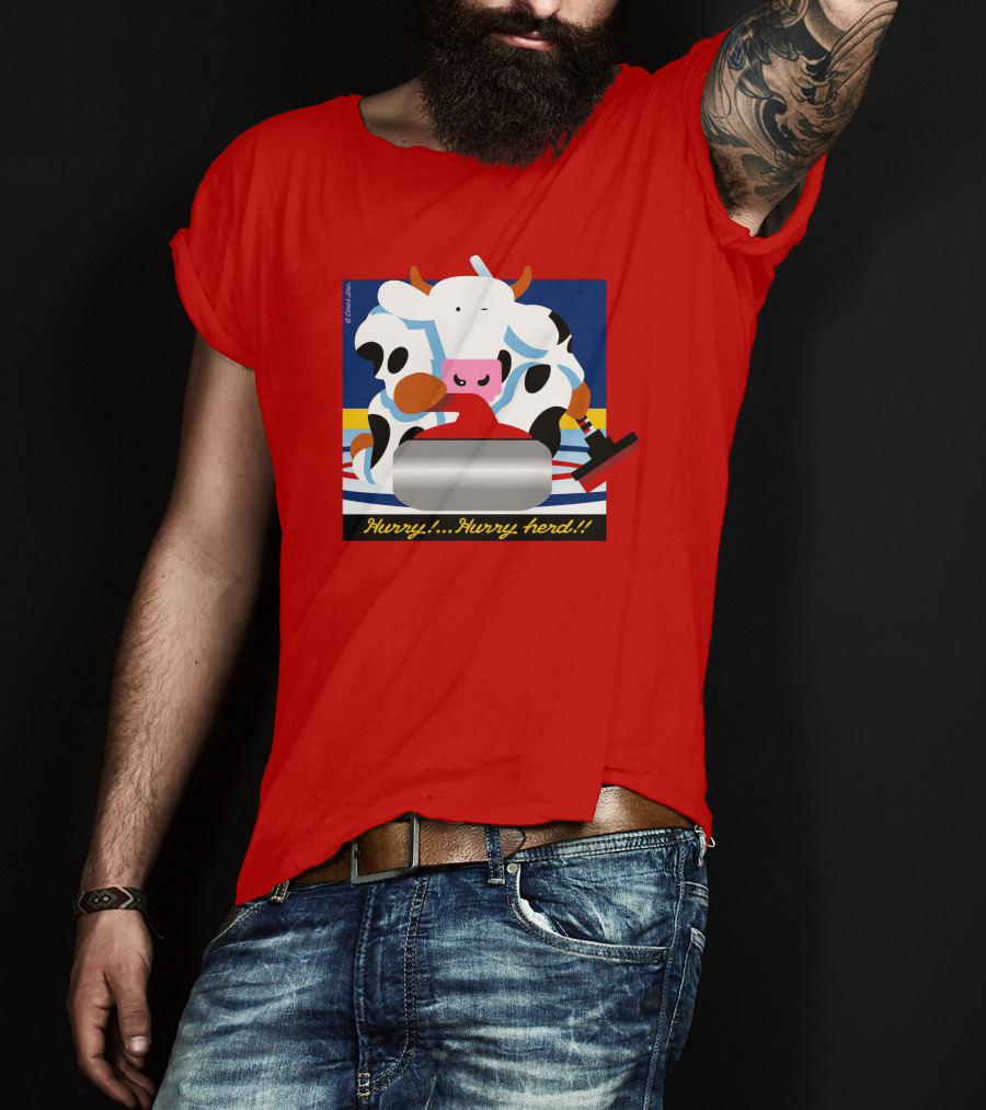 Hurry Hurry Herd Cow Curling Sweep T-Shirt