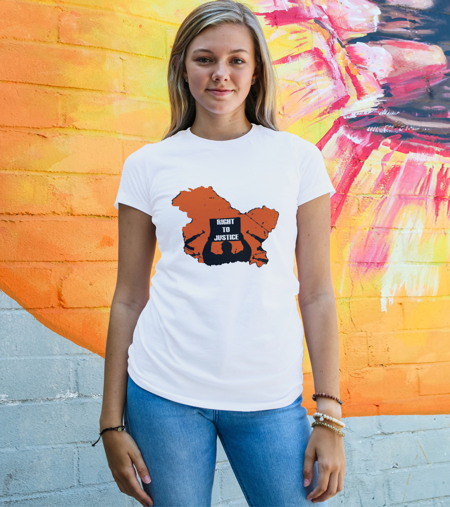 Right To Justice Protest Silhouette Inside Orange Map Shape T-Shirt