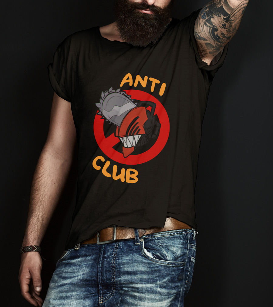 Chain Saw Man Anti Club Chainsaw Head With Red No Sign T-Shirt