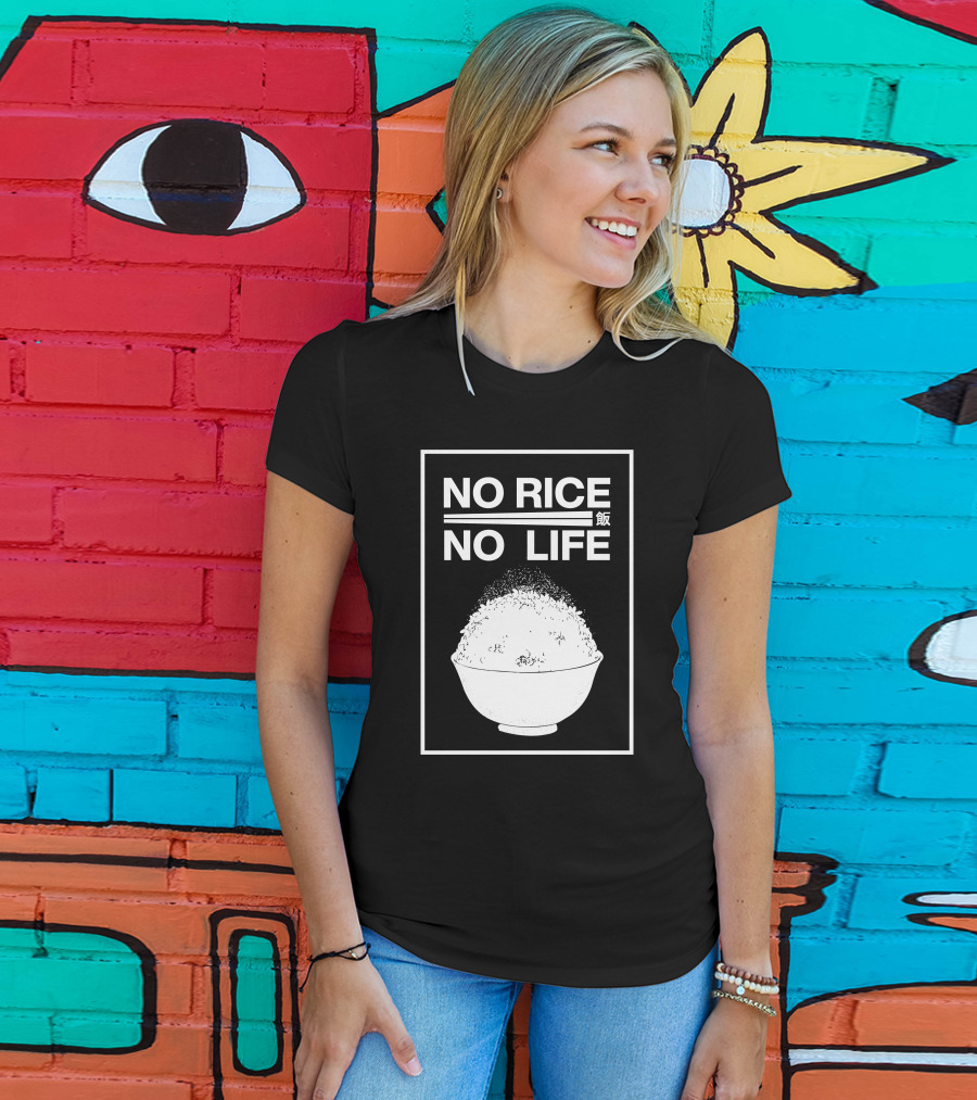 No Rice No Life Kanji Bowl T-Shirt